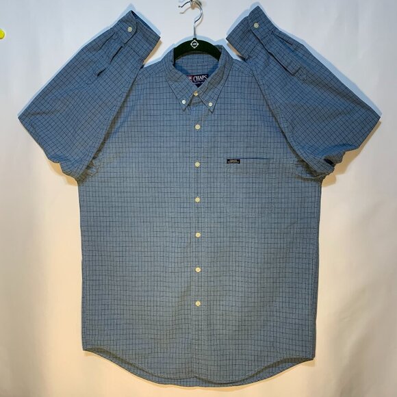 Ralph Lauren Chaps Button Down Size L Shirt Blue Check w Logo ~ Excellent - Picture 2 of 10